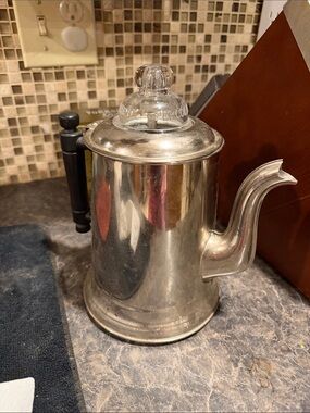 Vintage Antique Rochester Stamping Co 4 Pt Coffee Percolator Pot